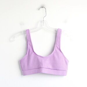 Shein sports bra athletic top workout gym S lilac lavender ribbed light support